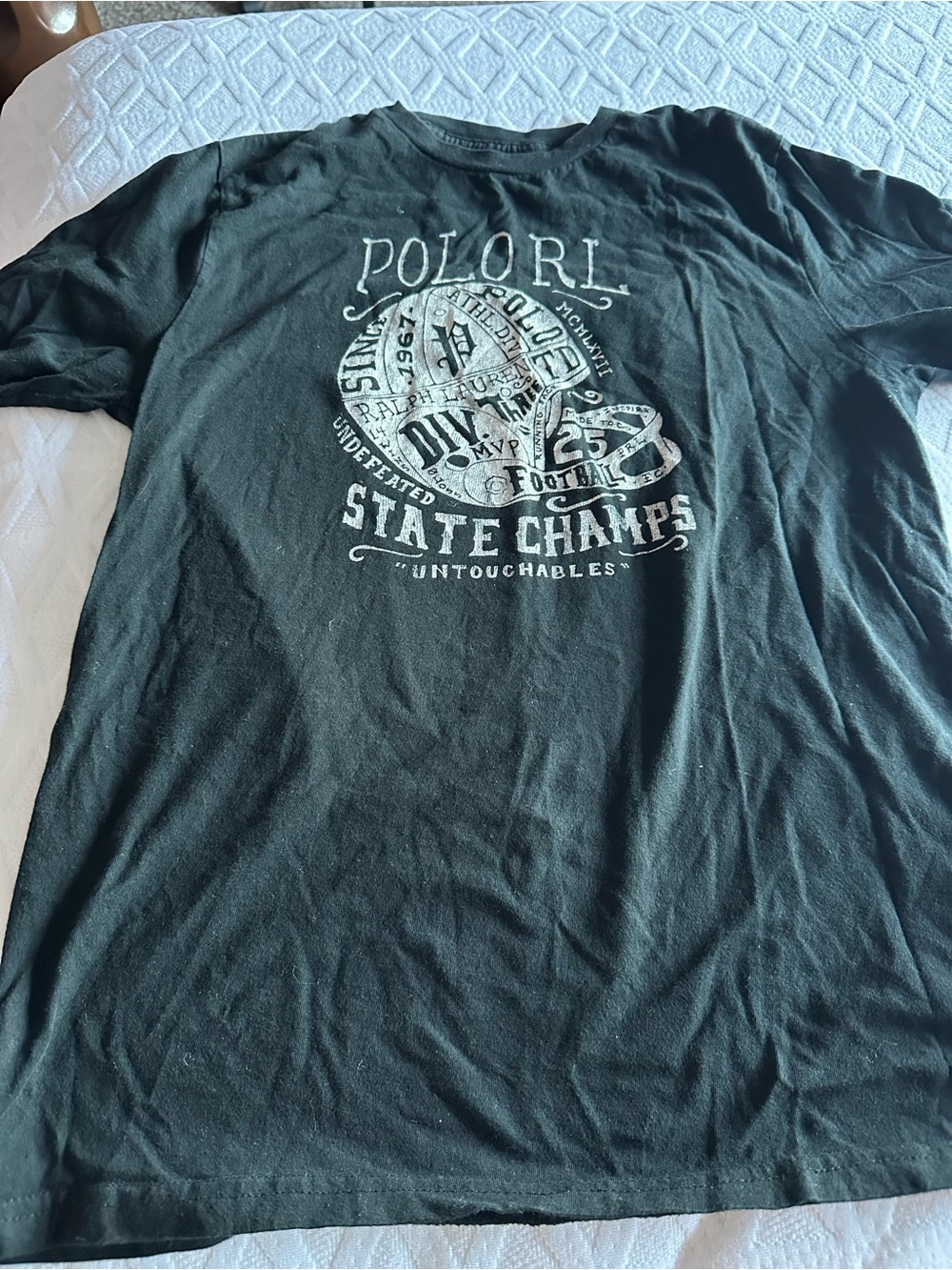 Poloral State Champs Graphic Tee - Black with White Print